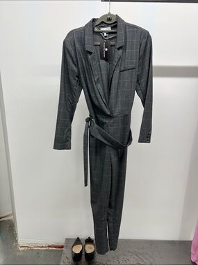 L'Academie Gray Belted Jumpsuit